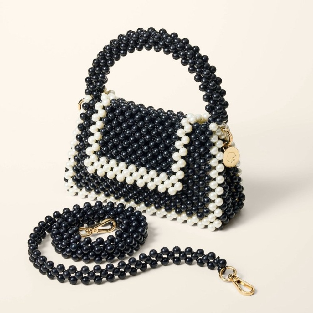 Kate Spade x Target NWT Black and White Colorblock Beaded Crossbody Bag